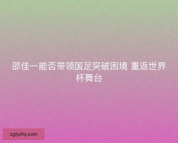 邵佳一能否带领国足突破困境 重返世界杯舞台